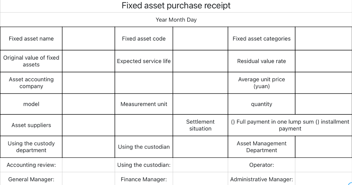 Fixed asset purchase receipt 1
